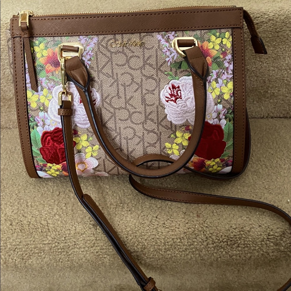 Calvin Klein embroidered signature handbag